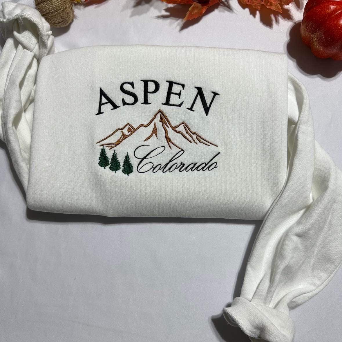 Aspen Colorado embroidered sweatshirt; Aspen Mountain embroidered crewneck, trendy aesthetic Christmas/holiday gift